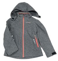 Černo-šedá melírovaná softshellová bunda s kapucí C&A