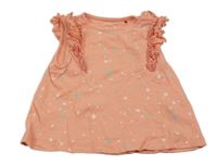 Ružové tričko s fľakmi a volánikom S. Oliver