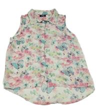 Bílá šifonová halenka s motýlky Page one young