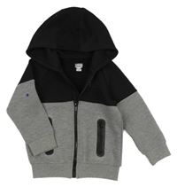 Černo-šedá sportovní propínací mikina s kapucí F&F