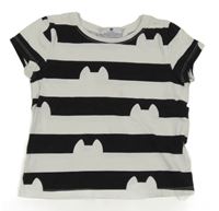 Bielo-čierne pruhované tričko s mačkami