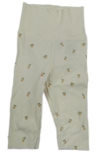 Smetanové žebrované legíny s hruškami H&M