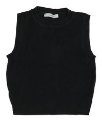 Čierny rebrovaný crop top Lumina