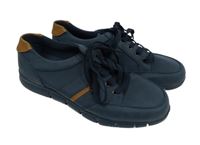 Nové - Pánske tmavomodro-béžové koženkové topánky Dunnes vel. 43