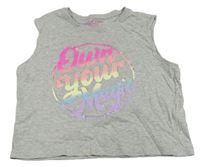 Sivý crop top s nápisom Primark