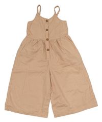 Světlerůžový culottes overal s knoflíky Tu