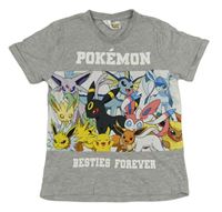 Sivé tričko s pokémony