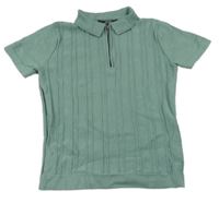 Světlekhaki pletené žebrované polo tričko Next