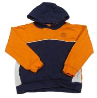 Oranžovo-tmavomodrá mikina s číslom a kapucňou Nutmeg
