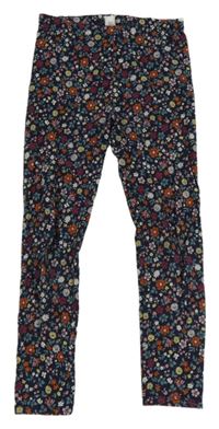 Tmavomodré kvetované legíny Tu