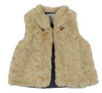 Béžová kožušinová podšitá vesta Zara