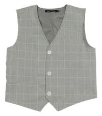Šedá kostkovaná společenská vesta 