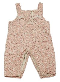 Smetanové-růžové květované laclové tepláky M&S