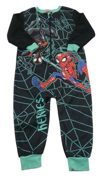 Černo-mátový fleecový overal se Spidermanem