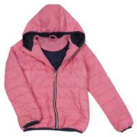 Růžová šusťáková prošívaná lehká zateplená bunda s kapucí Y.F.K.