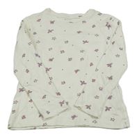 Biele tričko s fialovymi obrázky Nutmeg