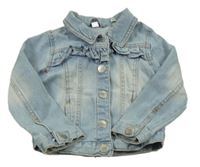 Svetlomodrá rifľová bunda s volánikom Pocopiano