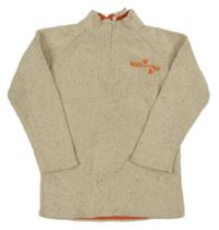 Béžový melírovaný vlnený sveter s výšivkou Rocha John Rocha