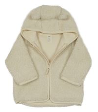 Smetanová huňatá propínací mikina s kapucí H&M