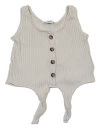 Svetlobéžový rebrovaný crop top s gombíkmi Page one young
