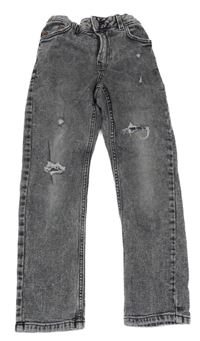 Sivo-čierne skinny rifle s vyšúchaním Zara