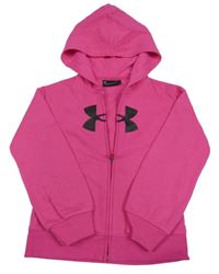 Růžová propínací funkční sportovní mikina s logem a kapucí Under Armour