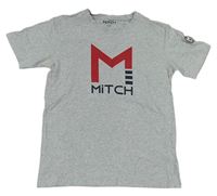 Sivé melírované tričko s logom Mitch