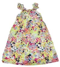 Farebné kvetované plátenné šaty Picapino