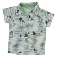 Kaki-biela melírovaná košeľa s palmami