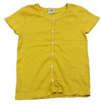 Žlté rebrované tričko s gombíky Zara