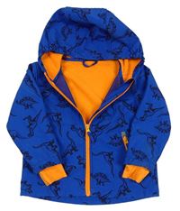 Modro-oranžová softshellová bunda s dinosaurami a kapucňou Kiki&Koko