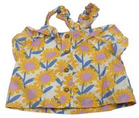 Farebný kvietkovany plátenný crop top M&S