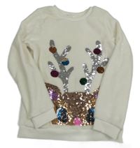 Smotanová chlpatá mikina so sobem z flitrů H&M