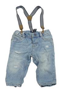 Světlemodré rifle s prošoupáním a odepínacími kšandami H&M