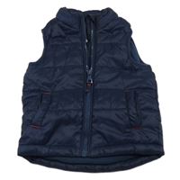 Tmavomodrá šušťáková prešívaná zateplená vesta Mothercare