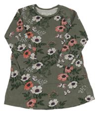 Khaki kvetované teplákové šaty H&M