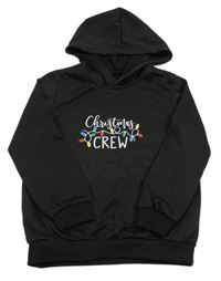 Čierna mikina s vánočním motívom a kapucňou