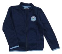 Tmavomodrá fleecová prepínaci mikina s lietadly Pocopiano