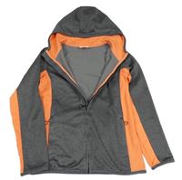 Šedo-oranžová propínací sportovní mikina s kapucí Yigga