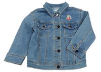 Modrá rifľová bunda s nášivkou