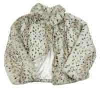 Bílo-béžovo-hnědá vzorovaná kožešinová podšitá bunda Yd. 