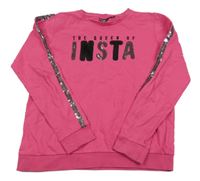 Růžová mikina s nápisem a flitry 