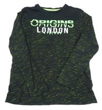 Čierne melírované tričko s nápisom Yigga