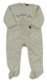 Šedý plyšový minky overal s liškou Kiabi