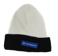 Bílo-černá pletená čepice PlayStation