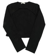 Černé žebrované crop triko s průstřihem C&A