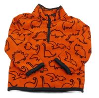 Červeno-čierna fleecová mikina s dinosaurami George