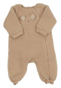 Svetloružový huňatý overal s medvedíkom M&S