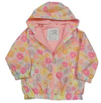 Bílo-růžová šusťáková jarní bunda s kytičkami Nutmeg