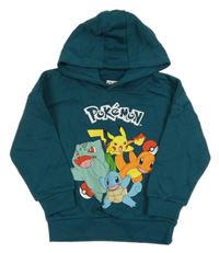 Petrolejová mikina s Pokémony a kapucí Primark 